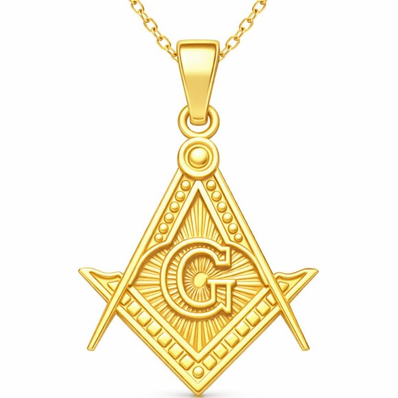 3D Masonic Pendant 10k Yellow Gold